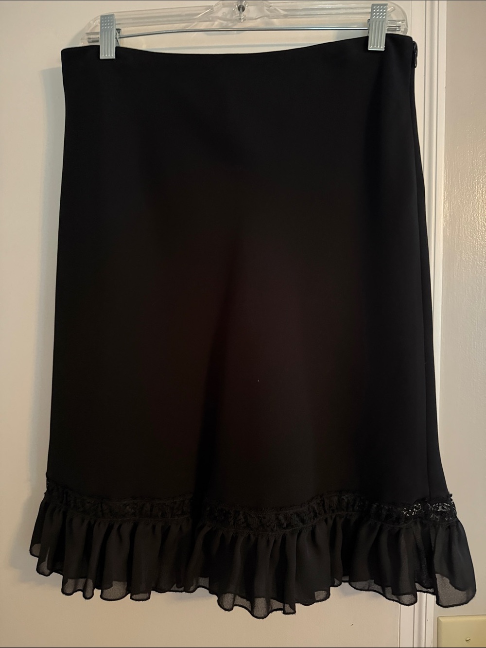 INC International Concepts Black A-Line Skirt with Ruffled Hem